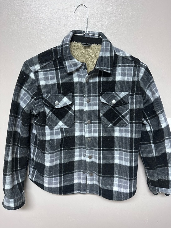 Eddie Bauer Other - Eddie Bauer Black & Gray Plaid Sherpa-Lined Jean Jacket